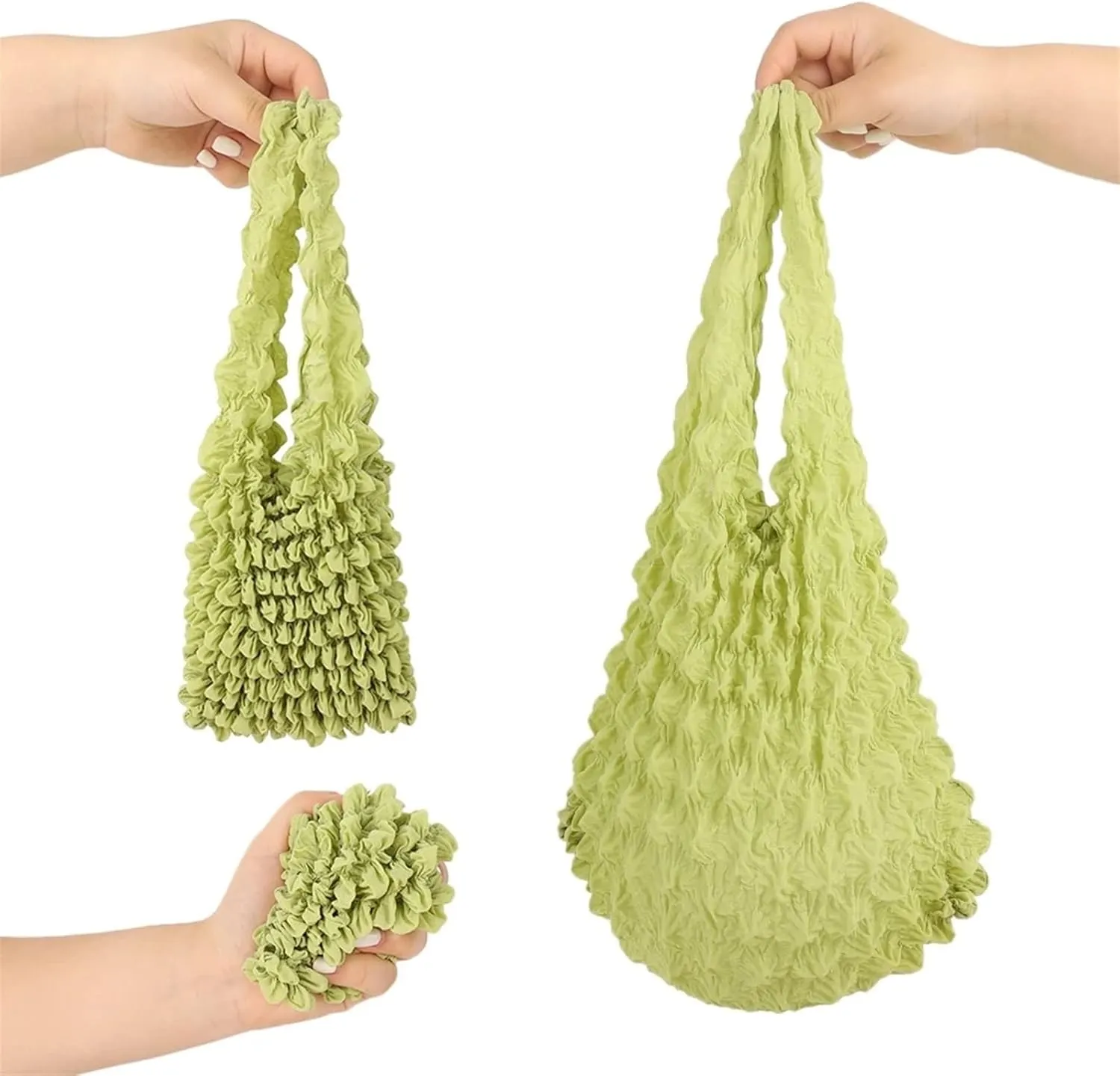 Magic Expansion Fold Pleated Flexible Stretch Mini Bag Large Capacity Bubble Elastic Paddy Portable Shopping Handbag Tote (Color : 04)