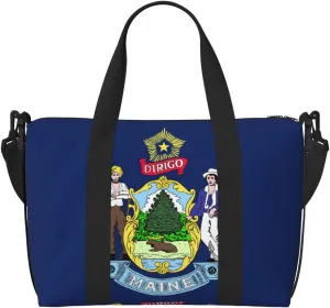 Maine State Flag Duffel Bags for Traveling - Lightweight Personal Item Travel Bags, Gym Bags for Men and Women