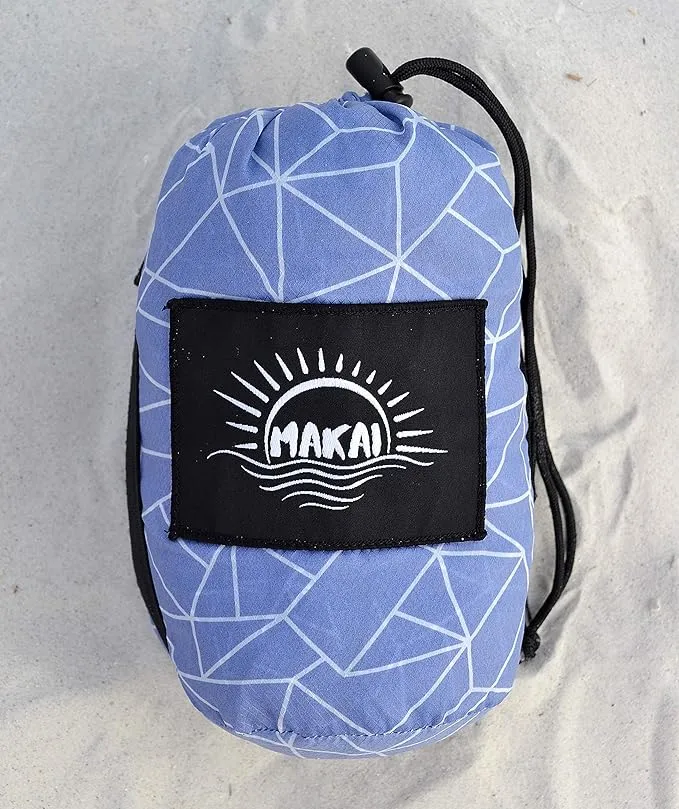 Makai – Lightweight Sheet Style Beach Blanket, Sand Dosen't Stick, Extra Large 8’ x 9’, Compact Strong Parachute Nylon Beach Mat, Stays Cool, Quick Drying, Multifunctional
