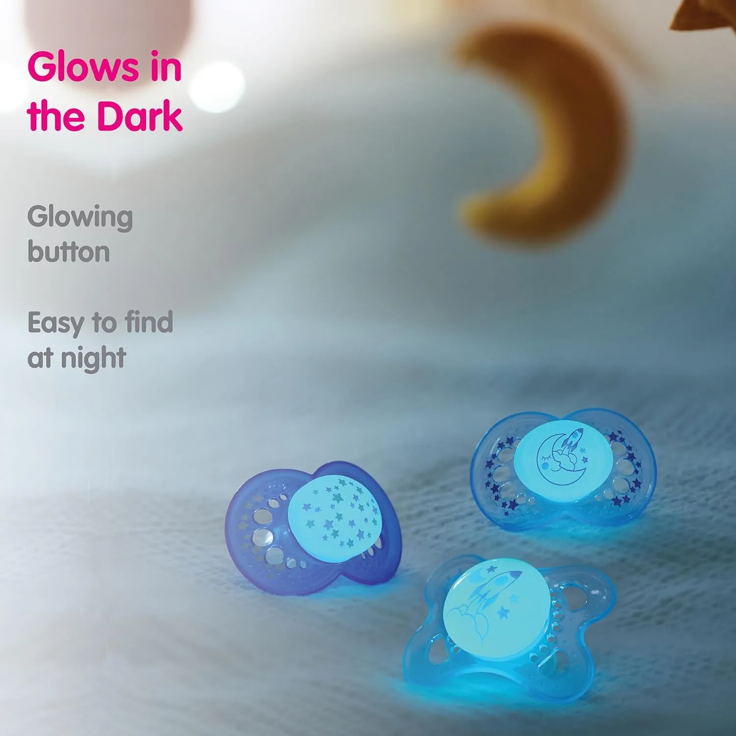 MAM Pacifiers 0-6 Months 4-Pack with Glow-in-Dark   2-Pack Self-Sterilizing Case and Night Pacifiers for Baby Girl