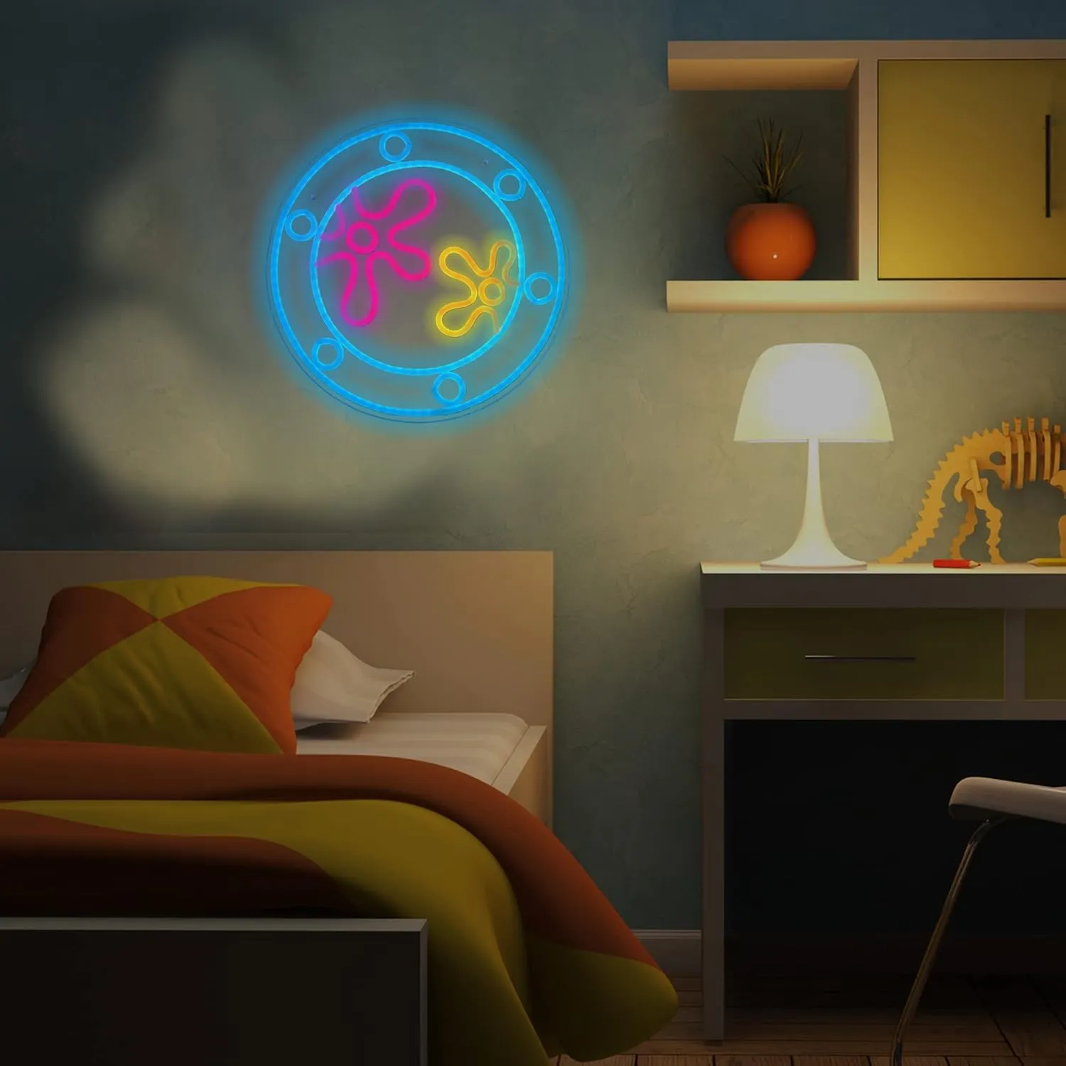 manimo Ocean World Porthole Neon Lights, LED Under Sea Porthole Neon Signs for Wall Decor,USB Night Light for Game Room Bedroom Birthday Wedding Party Gifts(13.3 * 13.3in)