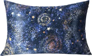 MANSPHIL Navy Blue Galaxy Printed Mulberry Silk Pillowcase Standard Size, Both Sided 22 Momme 100% Silk Pillow Cases Cover for Hair and Skin with Zipper Closure, 20" x 26"