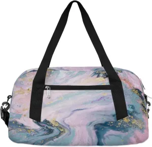 Marble Colored Liquid Kids Duffle Bag for Boys Girls Overnight Travel Bag Kids Duffel Bags Ballet Weekender Bag for School Gym Sport Sleepover Carry On Bag