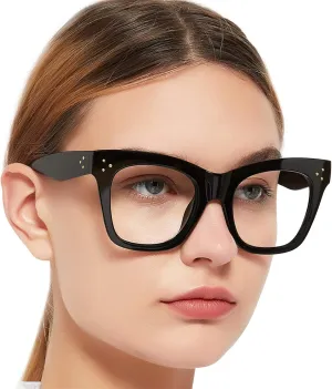 MARE AZZURO Oversized Reading Glasses Women Trendy Large Readers 0 1.0 1.25 1.5 1.75 2.0 2.25 2.5 2.75 3.0 3.5 4.0 5.0 6.0 (Black, 200)