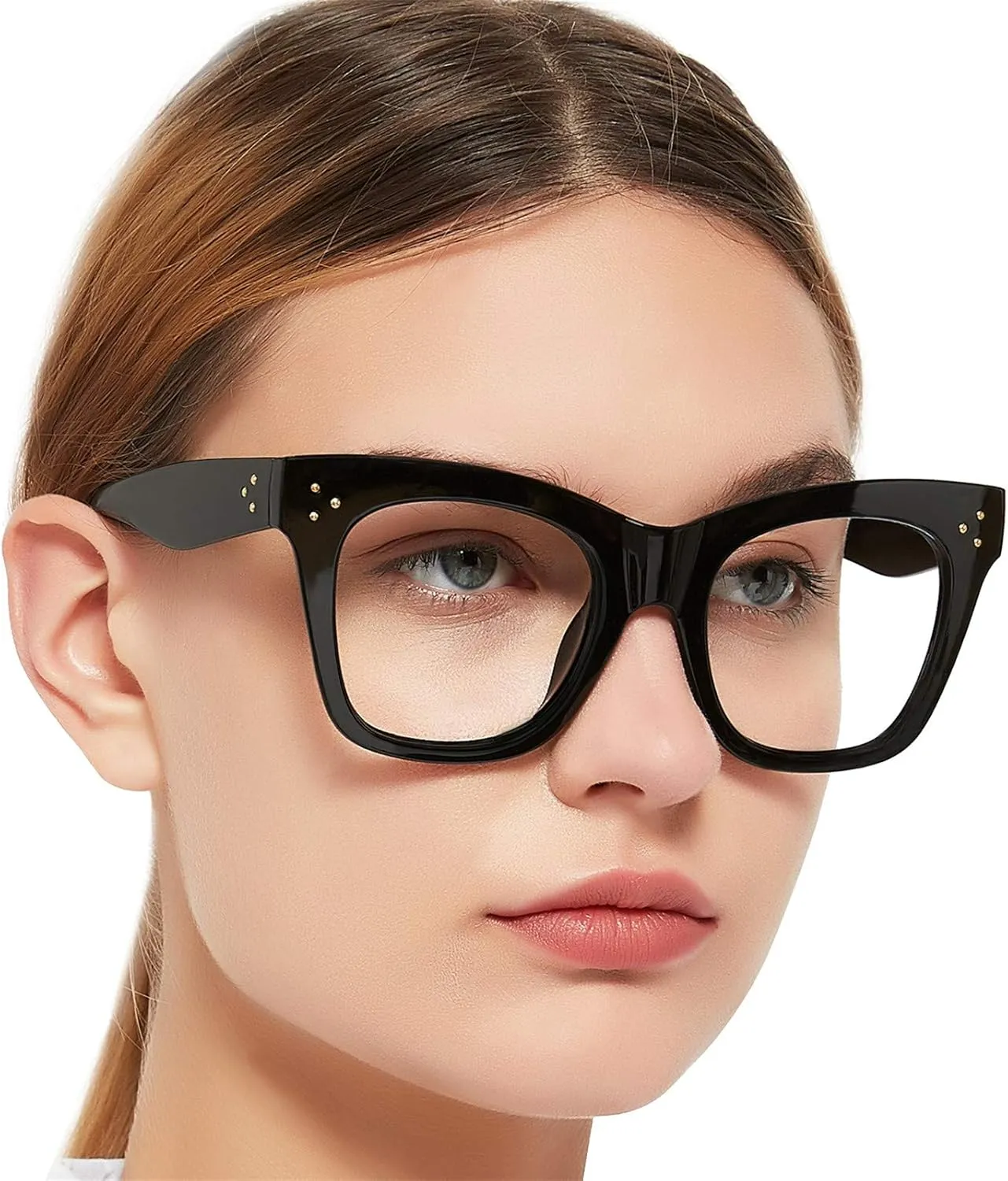 MARE AZZURO Oversized Reading Glasses Women Trendy Large Readers 0 1.0 1.25 1.5 1.75 2.0 2.25 2.5 2.75 3.0 3.5 4.0 5.0 6.0 (Black, 200)