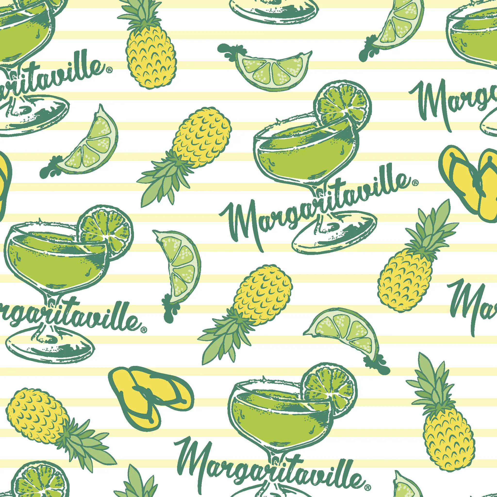 Margaritaville - Island Paradise - Tropical Cocktail Fabric