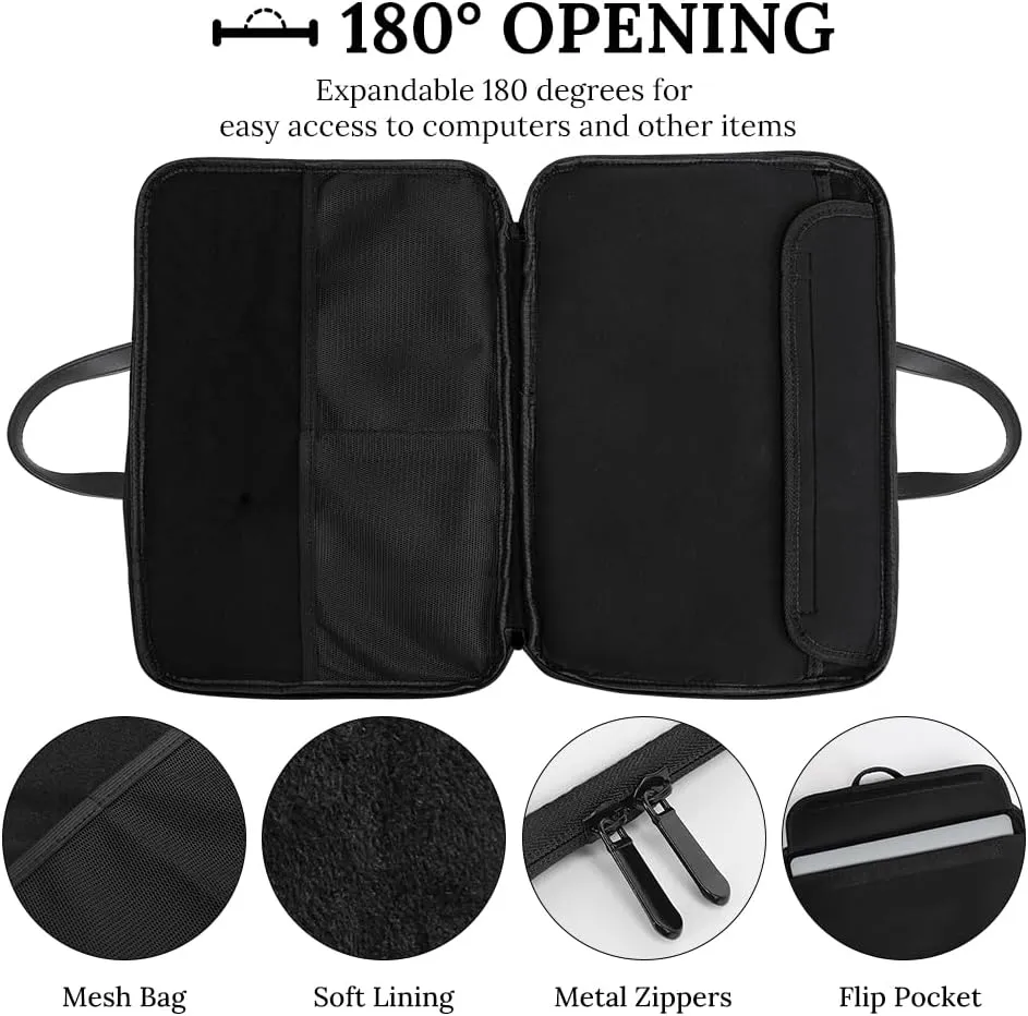 Maya Horizontal Geometric Pattern Leather Bag Laptop Case Slim Water Resistant Computer Bags with Handle Briefcase for Work
