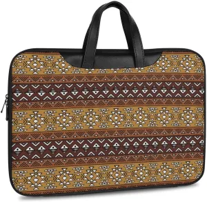 Maya Horizontal Geometric Pattern Leather Bag Laptop Case Slim Water Resistant Computer Bags with Handle Briefcase for Work