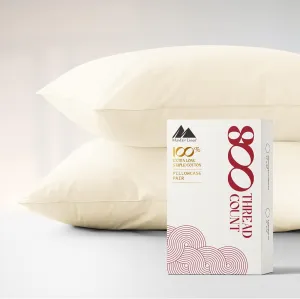 MAYFAIR LINEN 100% Egyptian Cotton Pillow Cases - 800 Thread Count Pillow Cases Queen/Standard Size Set of 2, Soft & Breathable Extra Long Staple Sateen Weave Cotton Pillow Covers for Bed - Ivory