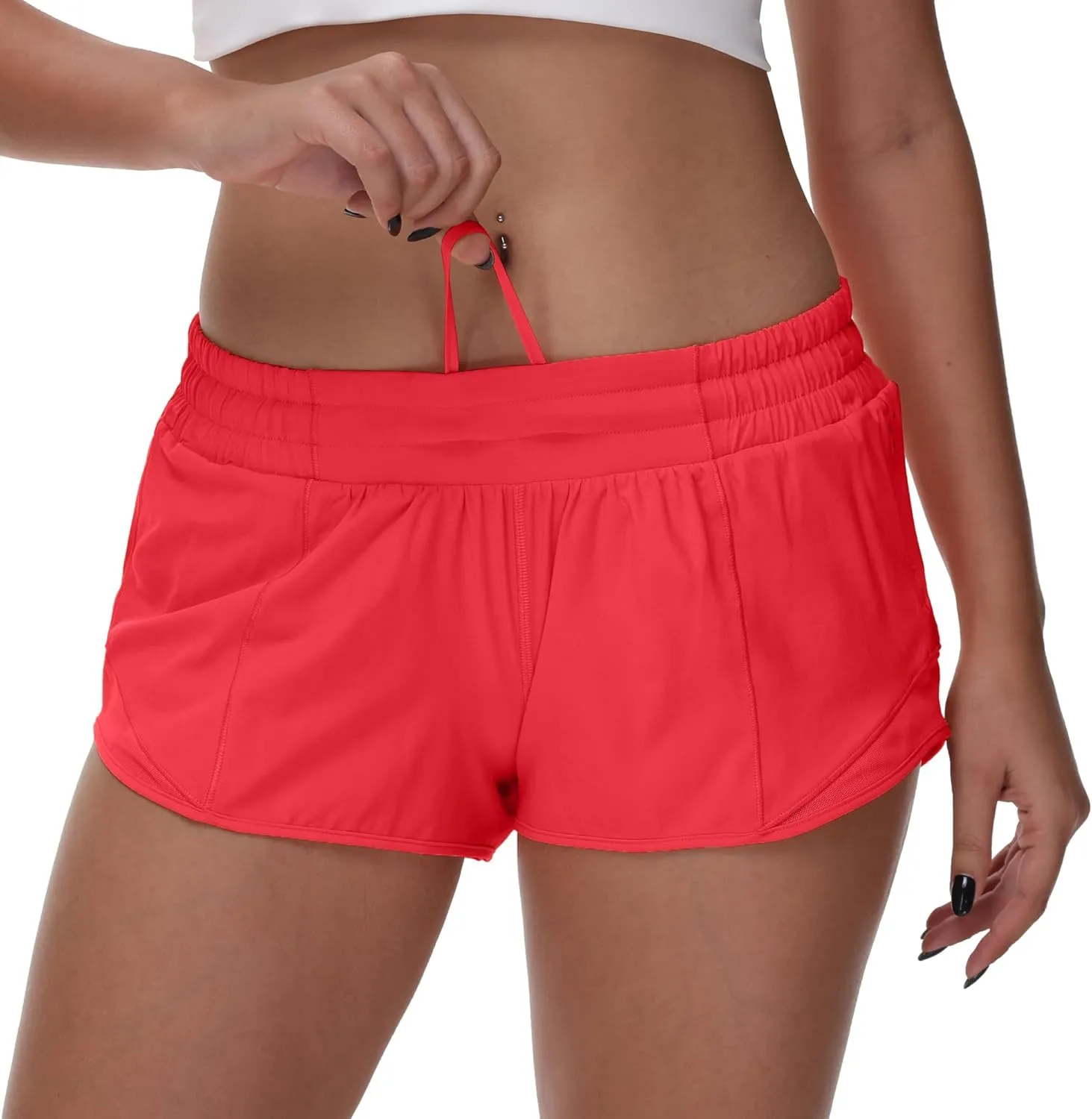 MCEDAR Women's Running Shorts Low Waisted 2.5"，Lightweight Active Workout Quick Dry Gym Athletic Sports Shorts Zip Pocket