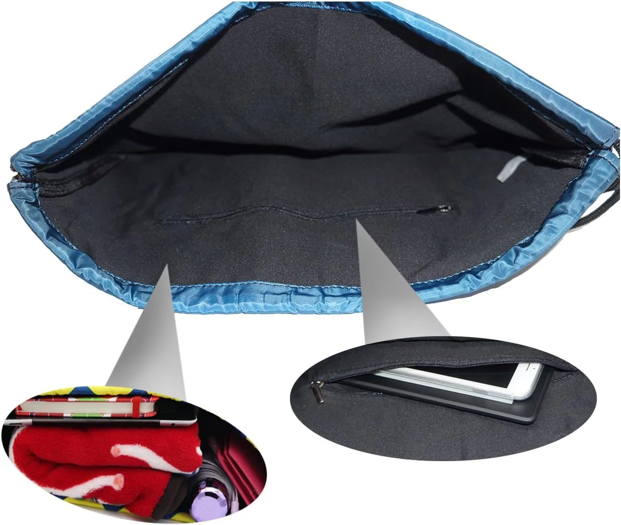Meffort Inc Lightweight Drawstring Bag Sport Gym Sack Bag Backpack with Side Pocket - Planet View