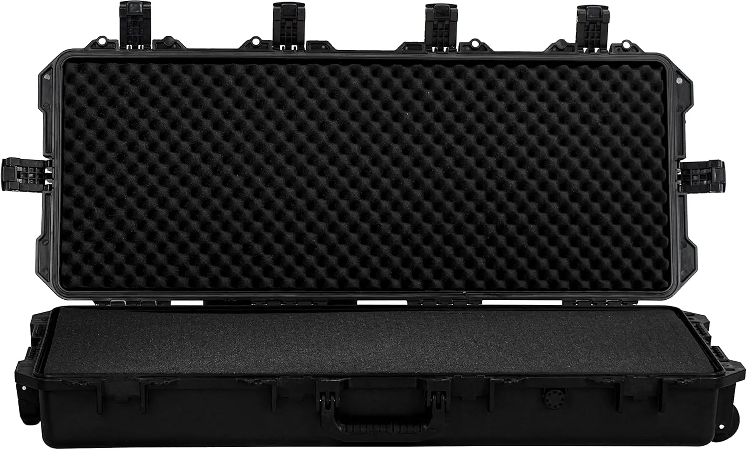 MEIJIA Premium Rolling Waterproof All Weather Hard Rifle Case with Wheels,Hard Gun Case with Customizable Fit Foam,Lightweight design,Elegant Black