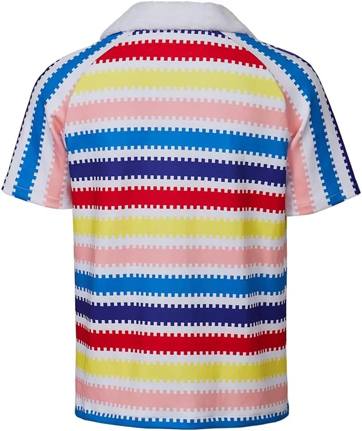 MelangCos Allan Costume Shirt Men's 80s Button Down Striped Beach Shirts Hawaiian Short Sleeves