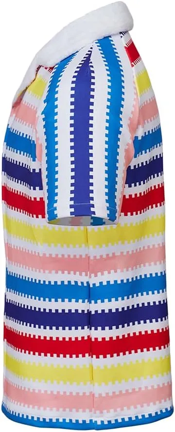 MelangCos Allan Costume Shirt Men's 80s Button Down Striped Beach Shirts Hawaiian Short Sleeves
