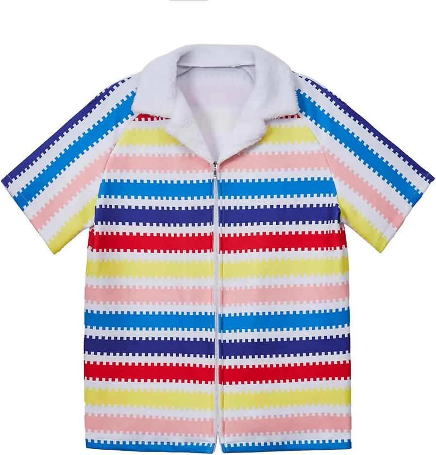 MelangCos Allan Costume Shirt Men's 80s Button Down Striped Beach Shirts Hawaiian Short Sleeves