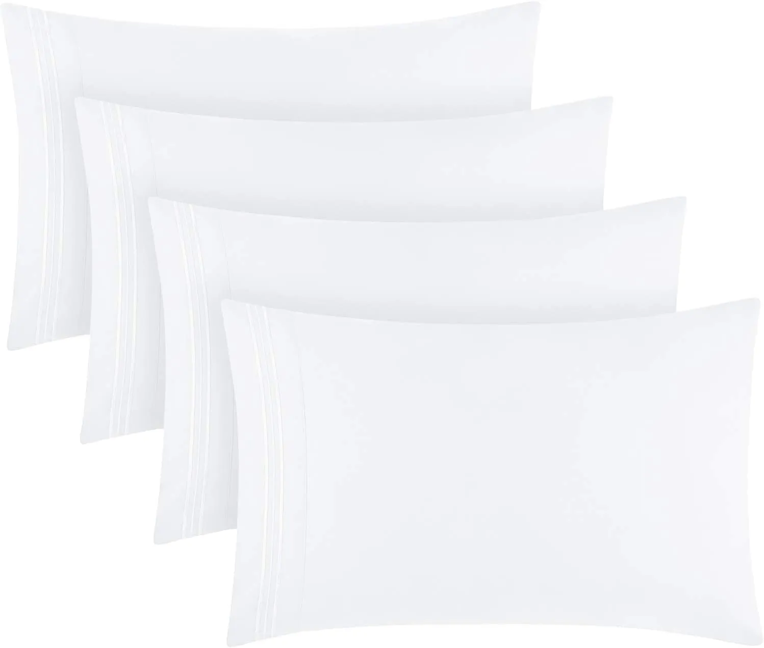 Mellanni Pillow Cases Set - 4 PC Iconic Collection Pillowcases - Hotel Luxury, Extra Soft, Cooling Pillow Covers - Wrinkle, Fade, Stain Resistant (King 20" x 40", White)