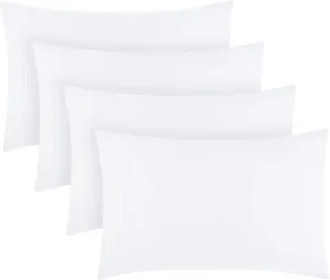 Mellanni Pillow Cases Set - 4 PC Iconic Collection Pillowcases - Hotel Luxury, Extra Soft, Cooling Pillow Covers - Wrinkle, Fade, Stain Resistant (King 20" x 40", White)