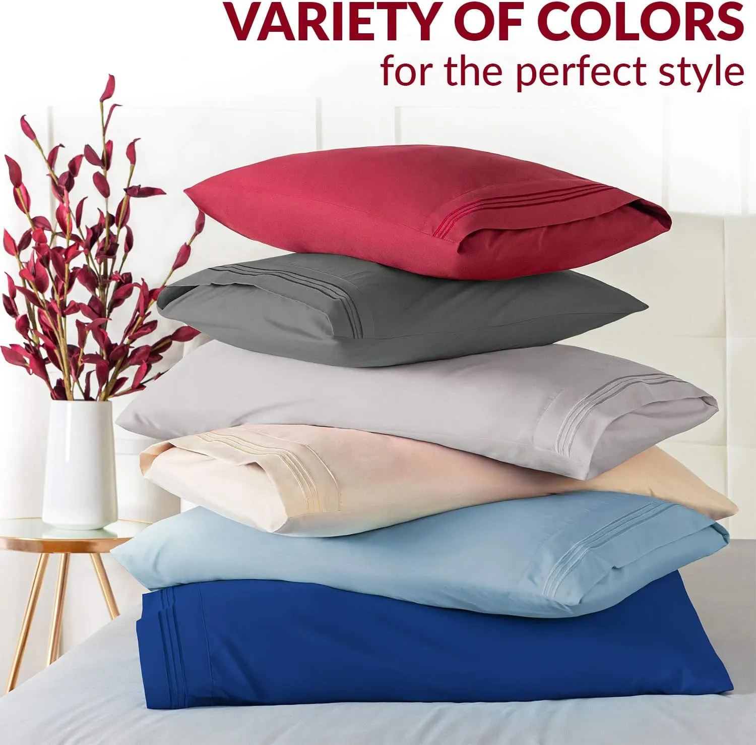 Mellanni Pillow Cases Set - 4 PC Iconic Collection Pillowcases - Hotel Luxury, Extra Soft, Cooling Pillow Covers - Wrinkle, Fade, Stain Resistant (King 20" x 40", White)