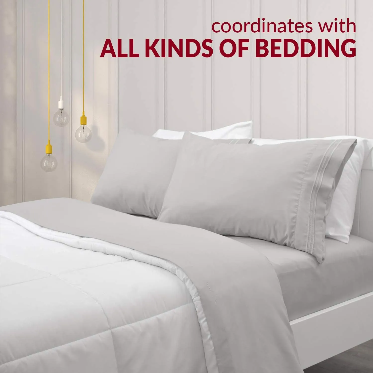Mellanni Pillow Cases Set - 4 PC Iconic Collection Pillowcases - Hotel Luxury, Extra Soft, Cooling Pillow Covers - Wrinkle, Fade, Stain Resistant (King 20" x 40", White)