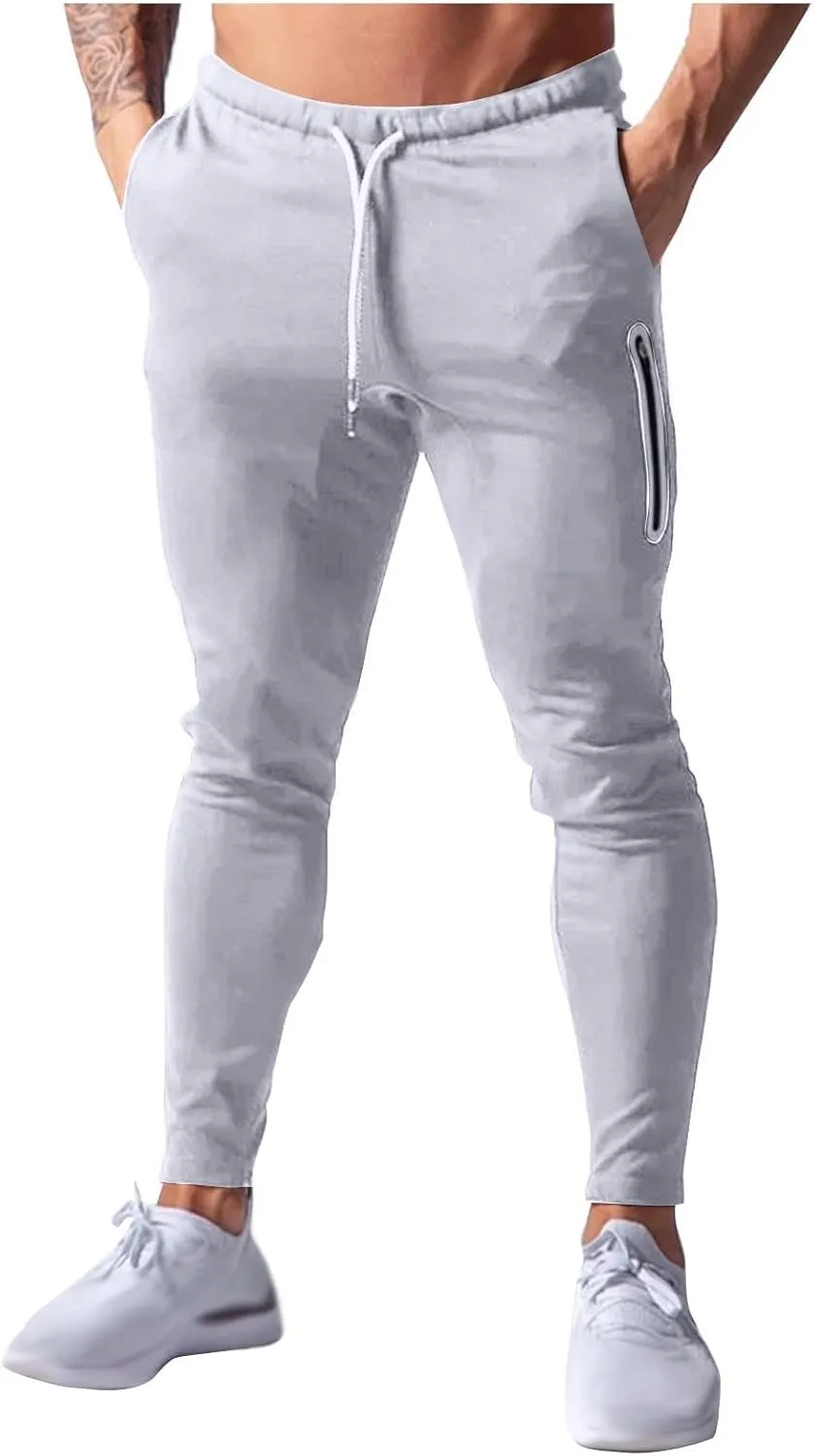 Men Jogger Pants Gym Slim Fit Elastic Waist Drawstring Sweatpants with Pocket Athletic Pants for Training Running