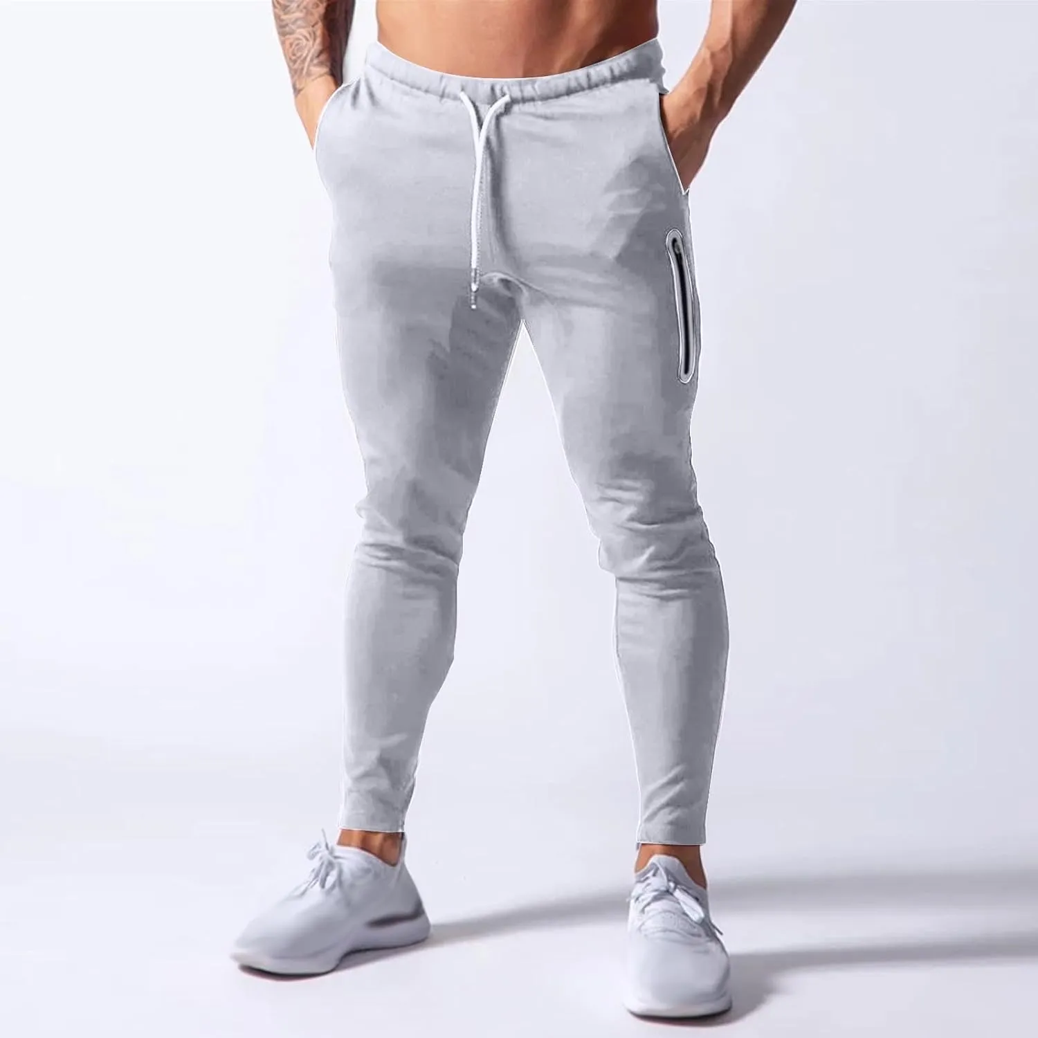 Men Jogger Pants Gym Slim Fit Elastic Waist Drawstring Sweatpants with Pocket Athletic Pants for Training Running