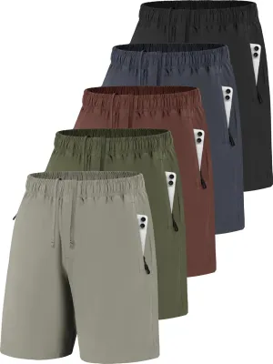 Men Running Athletic Shorts, Quick Dry 7 inch Inseam Gym Workout Men Shorts with Deep Pocket & Zipper