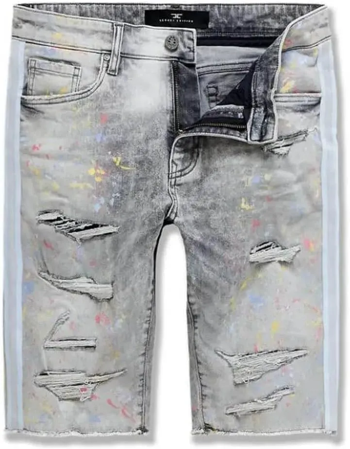 Men Sparta Striped Denim Shorts (Coral)