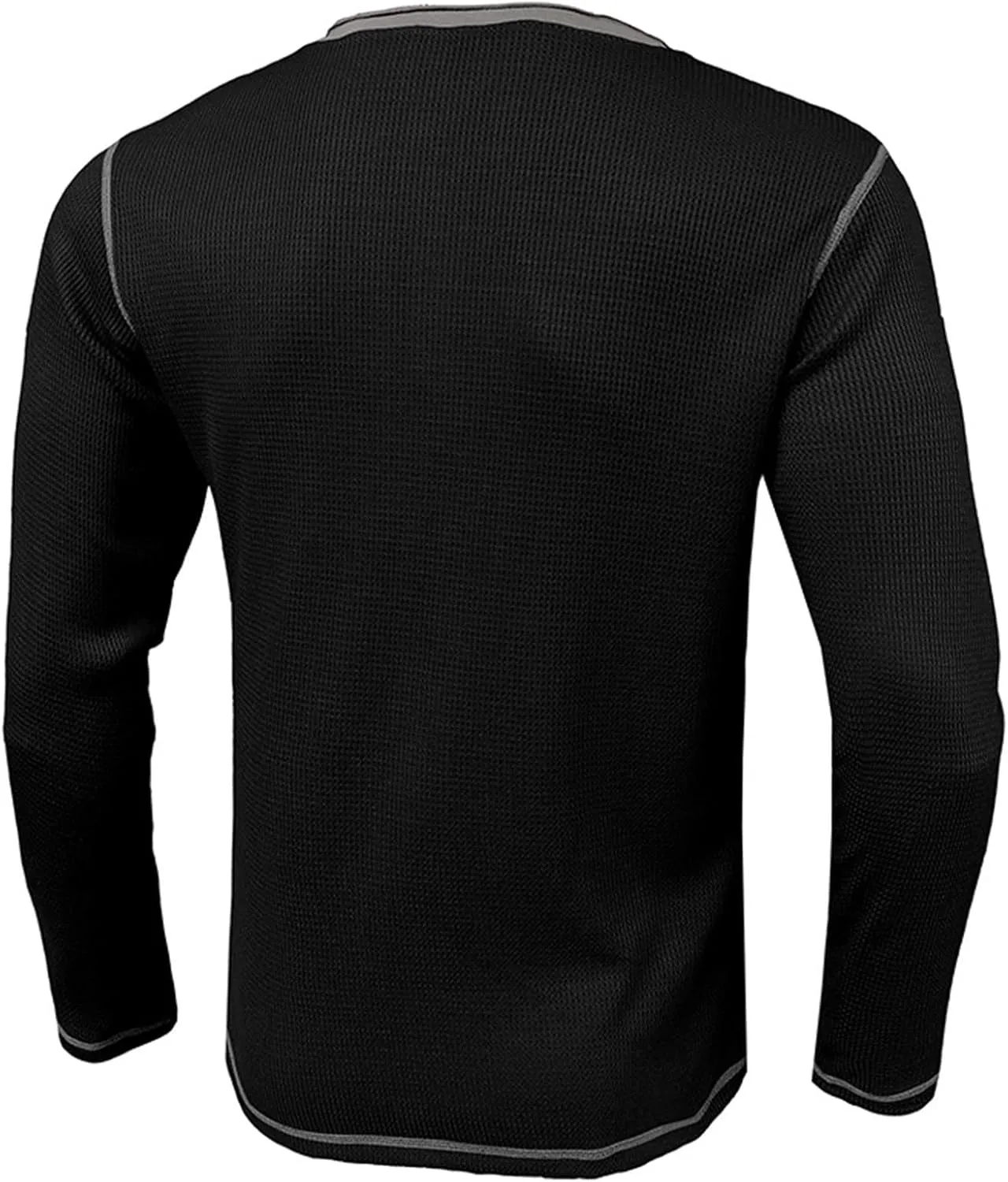 Men Waffle Knit Shirts 1/4 Button Long Sleeve Casual T-Shirts Solid Color Lightweight Loose Fit Shirt