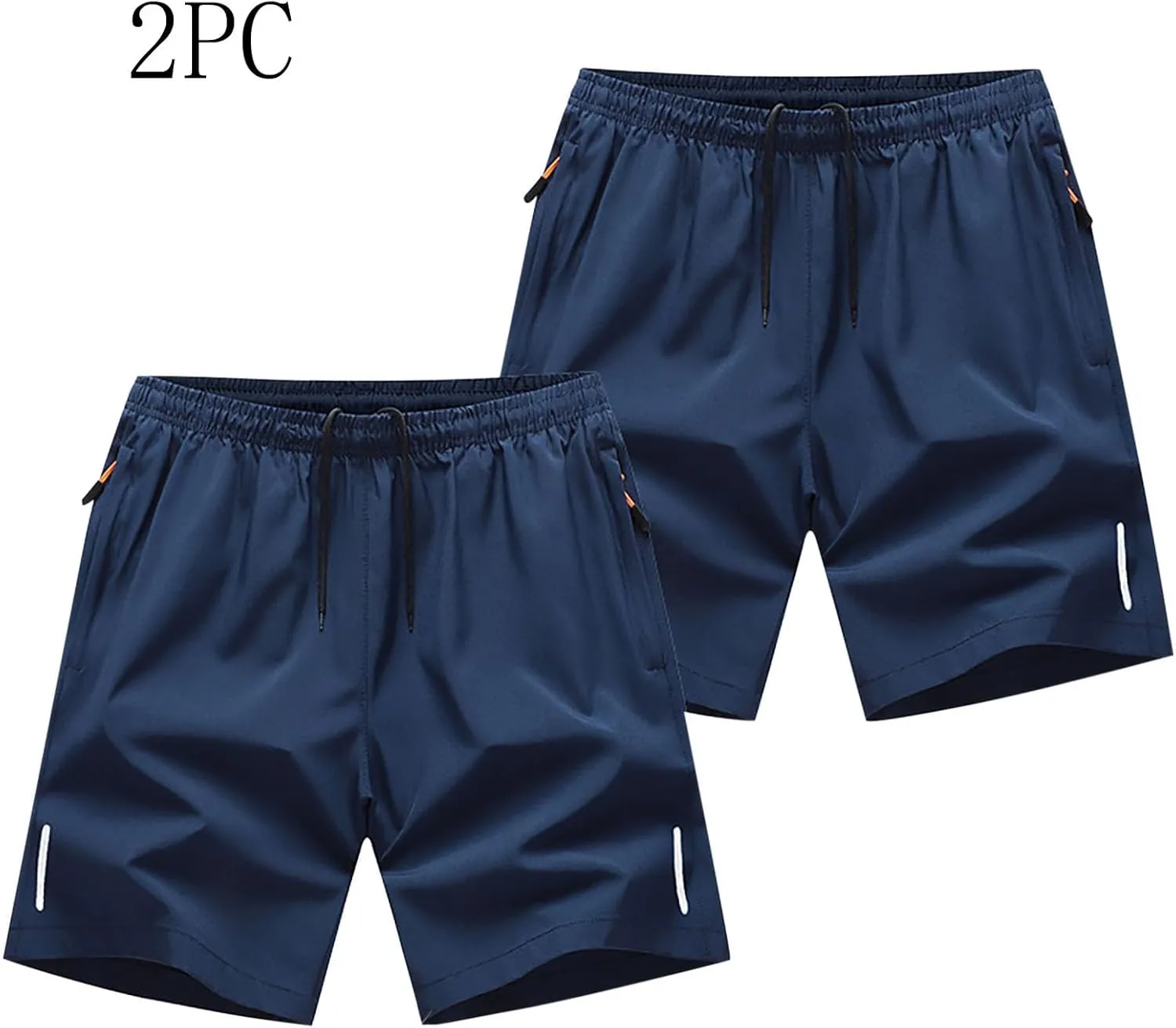 Men's 2PC Fashion Solid Color Elastic Waist Drawstring Shorts with Pocket Summer Casual Comfy Ventilate Sports Short