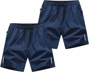 Men's 2PC Fashion Solid Color Elastic Waist Drawstring Shorts with Pocket Summer Casual Comfy Ventilate Sports Short