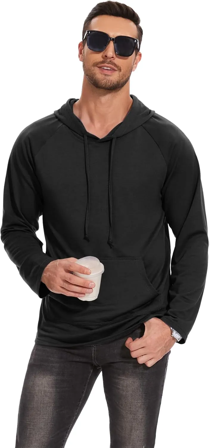 Men's Athletic Hoodies Pullover Long Sleeve Sweatshirts Casual Gym Hooded Drawstring Fall Winter Fashion Top Shirts