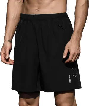 Men's Athletic Running Shorts Quick Dry Lightweight Tennis Gym Workout 7 inch Basketball Shorts for Men 3 Zipper Pockets