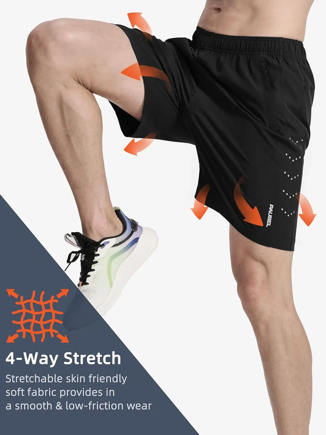 Men's Athletic Running Shorts Quick Dry Lightweight Tennis Gym Workout 7 inch Basketball Shorts for Men 3 Zipper Pockets
