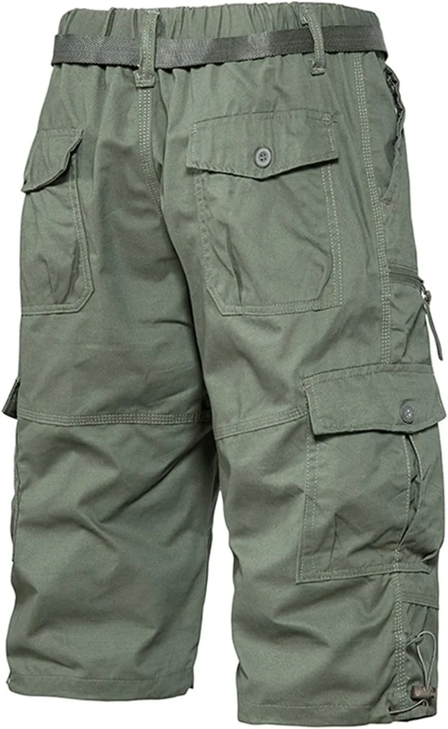 Men's Below Knee Long Shorts, Summer Loose Work Cargo Short Pants Twill Military with Pockets