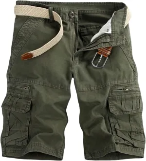 Mens Big and Tall 3XL Elastic Waistband Cargo Shorts Casual Multi Pocket Tooling Shorts Relaxed Fit Athletic Shorts