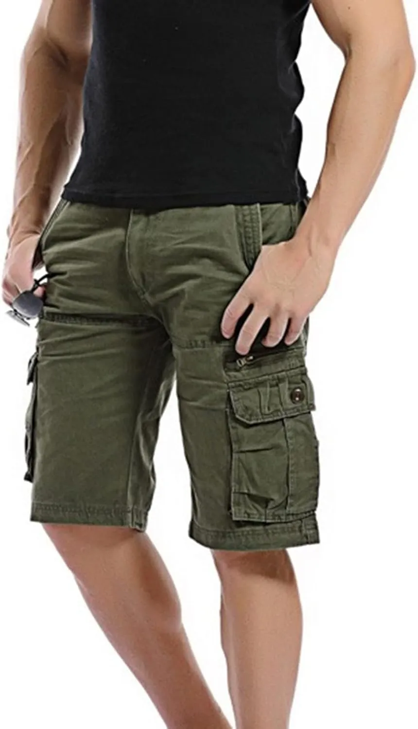 Mens Big and Tall 3XL Elastic Waistband Cargo Shorts Casual Multi Pocket Tooling Shorts Relaxed Fit Athletic Shorts
