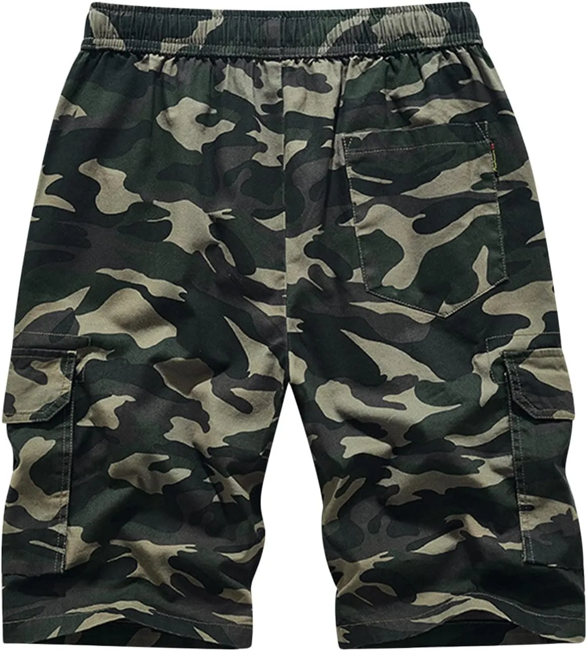 Mens Big and Tall Shorts Elastic Waist Cotton Cargo Shorts Drawstring Multi Pocket Casual Tooling Shorts Sport Shorts