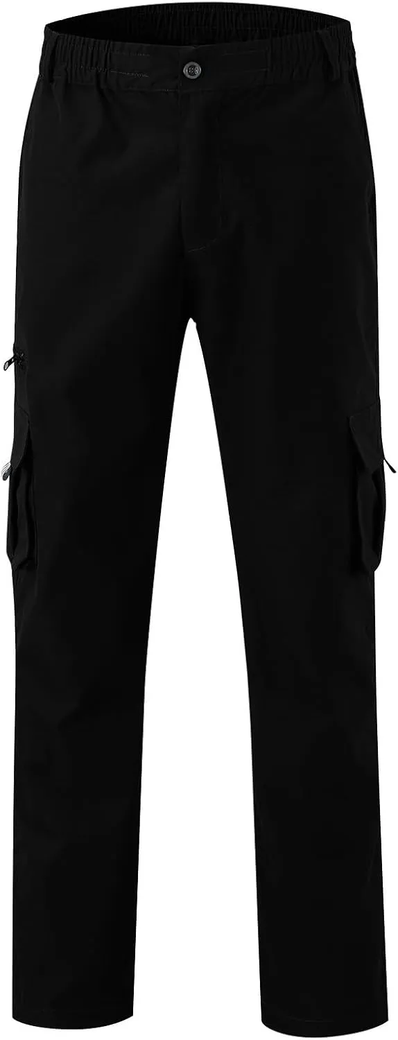 Mens Cargo Pants Casual and Warm Men's Solid Color Work Clothes Pockets and Tactical Pant Hiking Jogger for Men