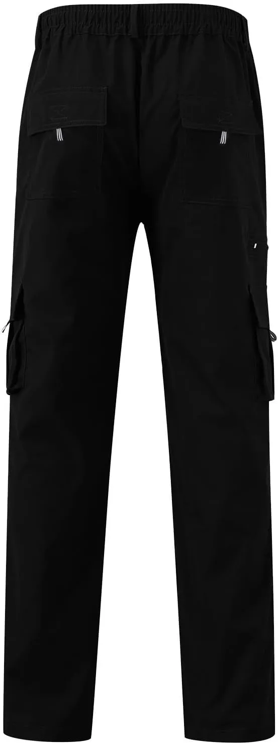 Mens Cargo Pants Casual and Warm Men's Solid Color Work Clothes Pockets and Tactical Pant Hiking Jogger for Men