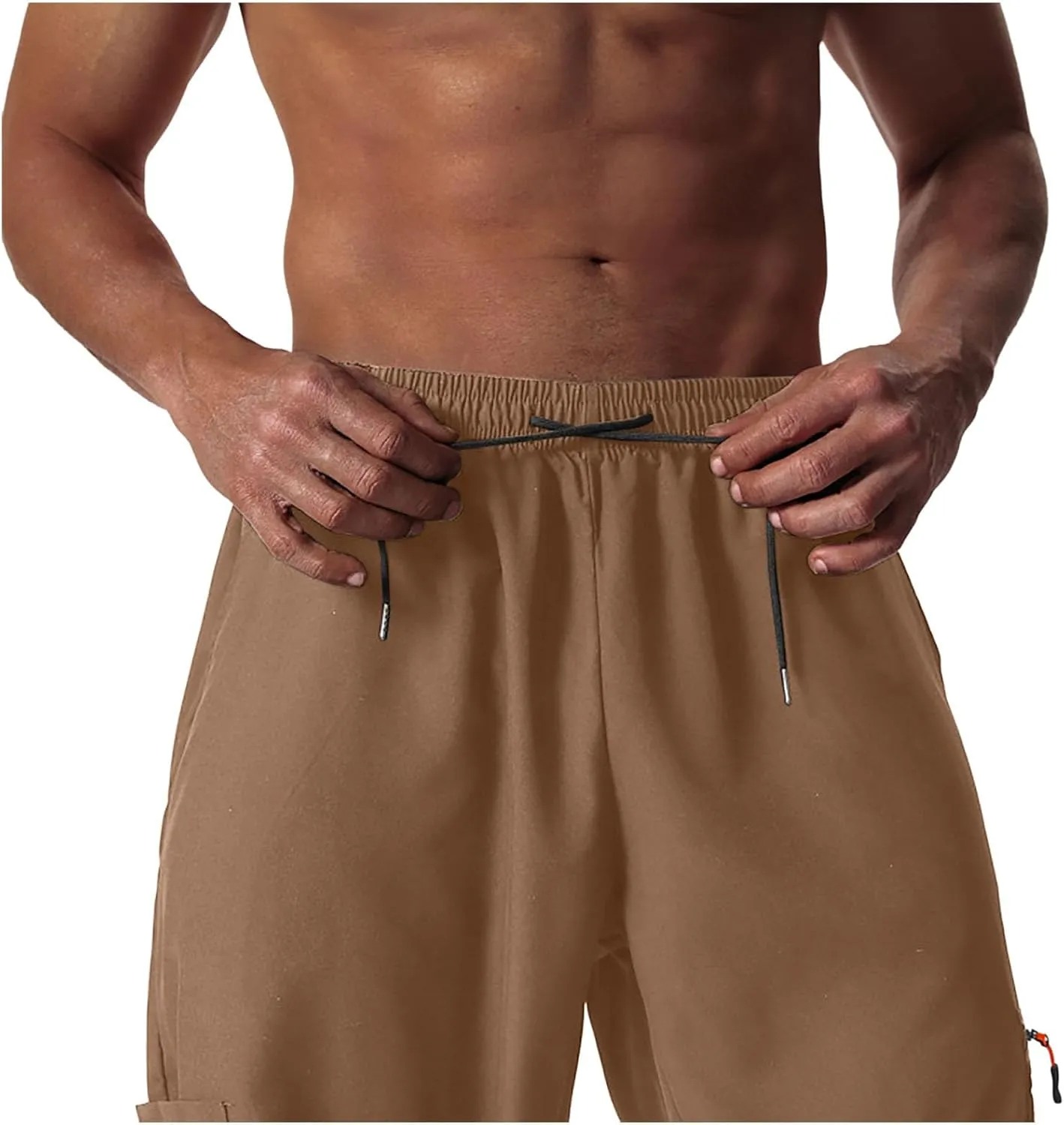 Men's Cargo Pants Workout Joggers Stretch Sweatpants Outdoor Hiking Fishing Drawstring Tactical Pant with Multi Pockets