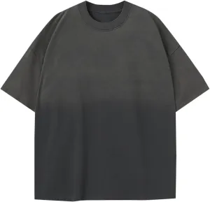 Mens Casual Cotton Shirts Fashion Gradient Color Tshirt Short Sleeve Summer Tops Crew Neck Loose Fit Soft Workout Tee