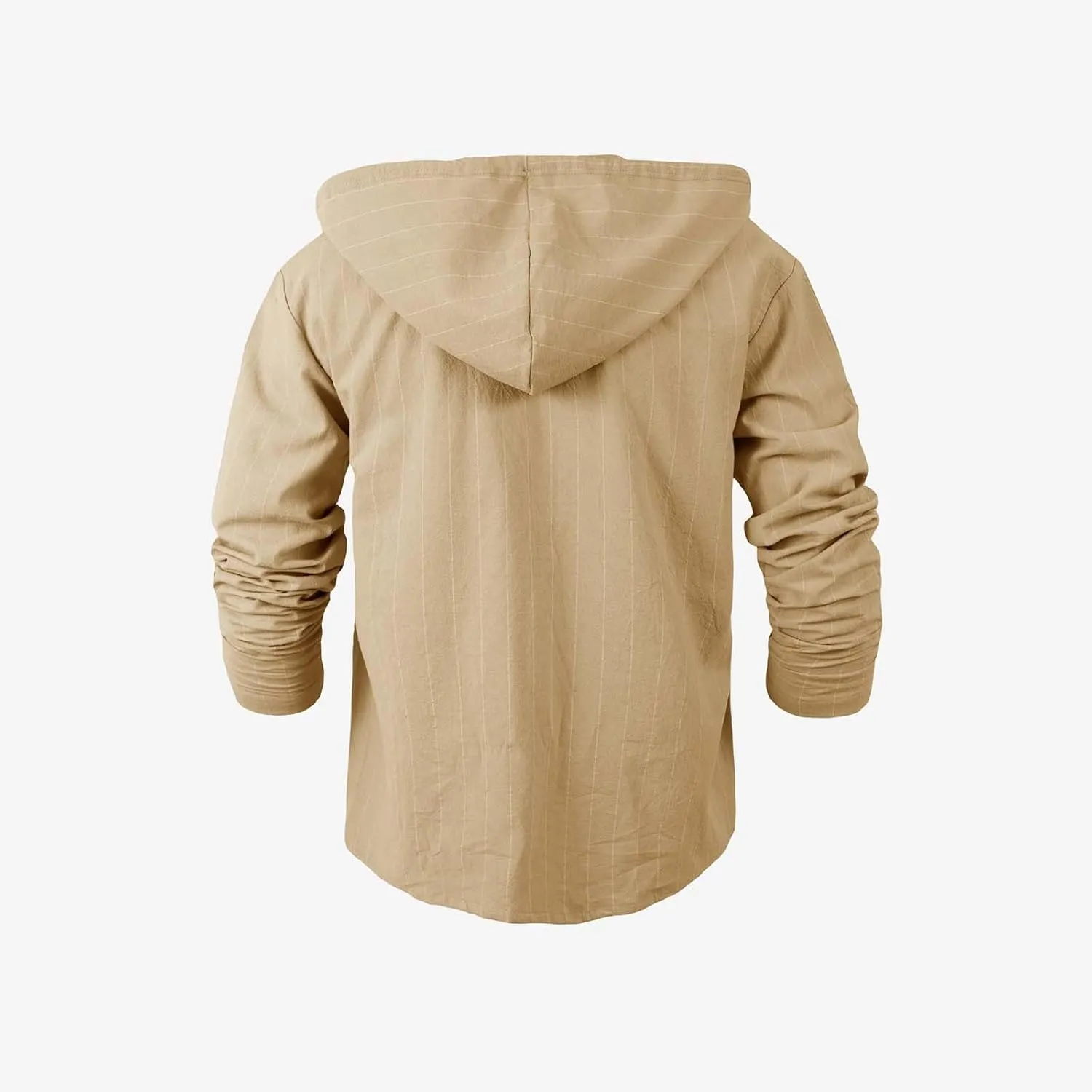 Mens Cotton Linen Hoodies Striped Casual Long Sleeve V Neck Button Down Hooded Shirts Hawaiian Beach Yoga Sweatshirts