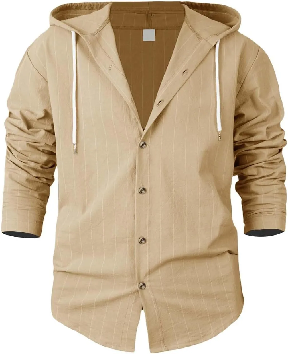 Mens Cotton Linen Hoodies Striped Casual Long Sleeve V Neck Button Down Hooded Shirts Hawaiian Beach Yoga Sweatshirts
