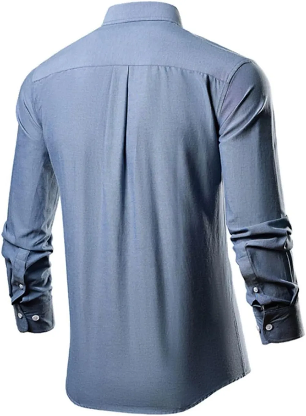 Men's Dress Shirts Causal Long Sleeve Solid Button Down Tshirts Office Work Collar Button Tee Tops Trendy Clothes