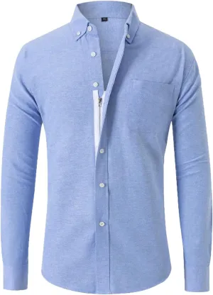 Mens Dress Shirts Slim Fit Long Sleeve Cotton Button Down T-Shirts Causal Fashion Solid Business Collared Shirts Tops