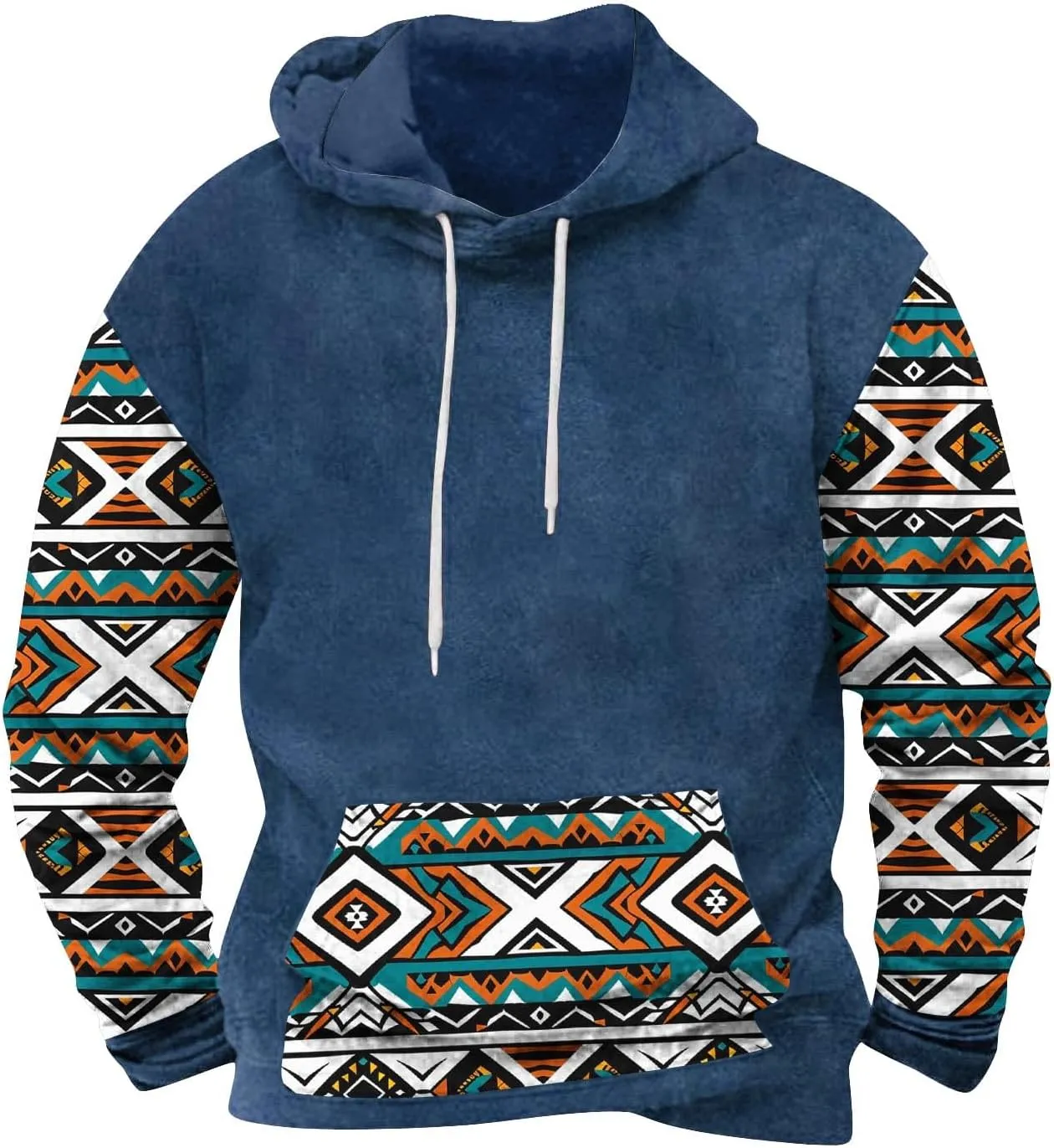 Men's Fashion Hoodies Sweatshirts Vntage Heavyweight Mens Hoodies Pullover Aztec Printed Long Sleeve Fall Shirts