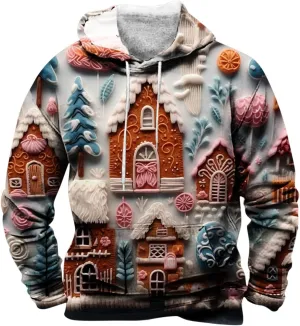 Mens Hoodies Graphic Christmas Vintage Sweatshirts for Men Big and Tall Heavyweight Drawstring Long Sleeve Hoodies