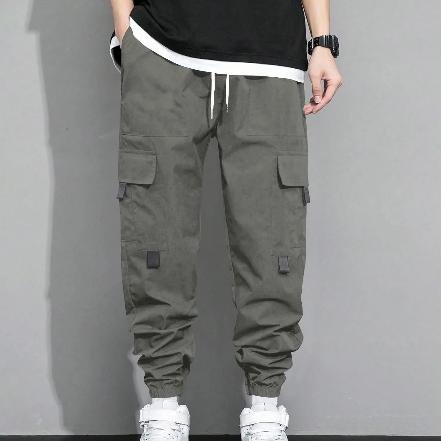 Mens Jogger Pants Cargo Casual Athletic Sport Relaxed Fit Drawstring Sweatpants with Pocket Fashion Trendy Pants