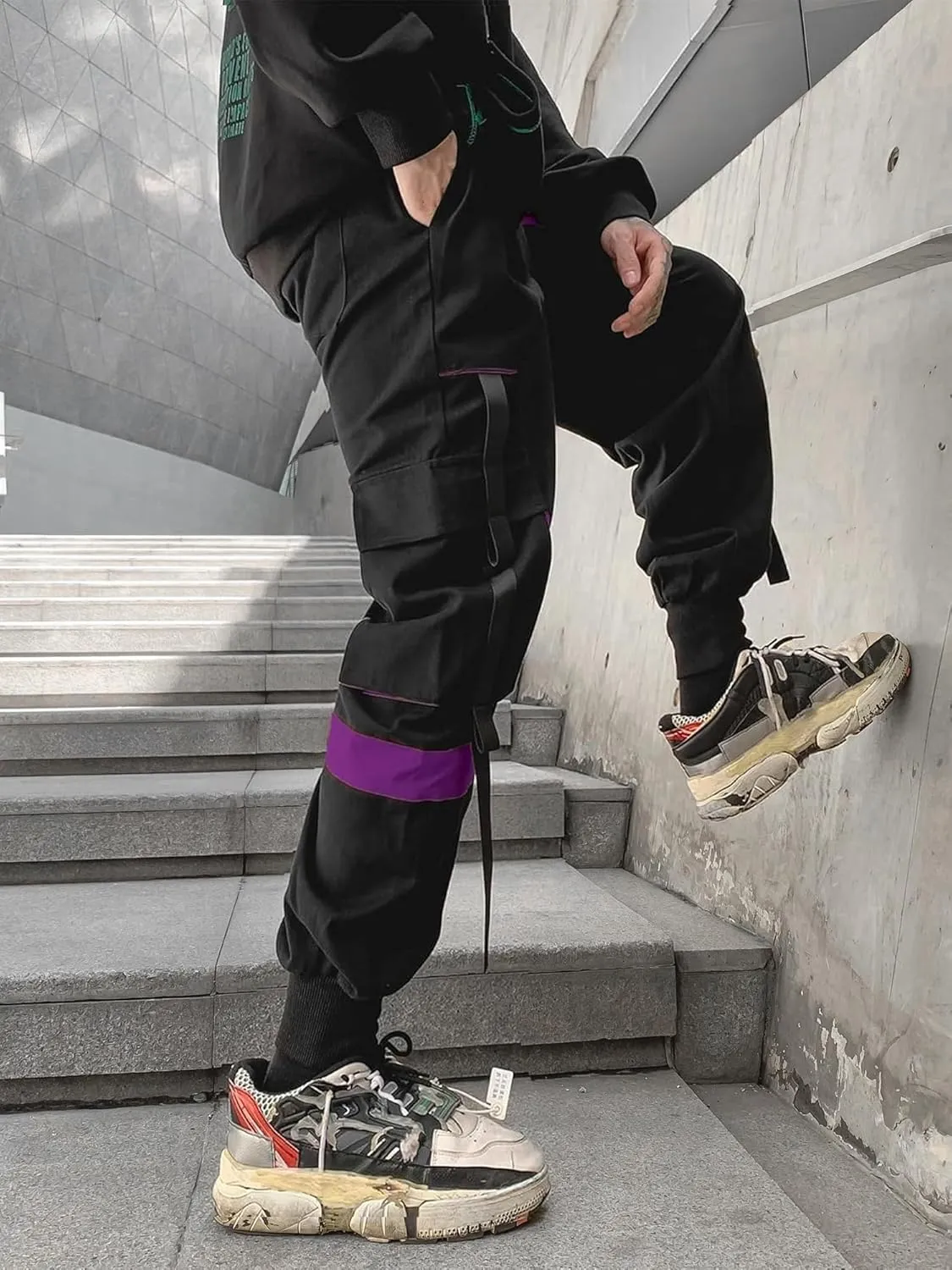 Men's Jogger Pants Techwear Hip Hop Harem Pants Streetwear Tactical Track Pants with Drawstring