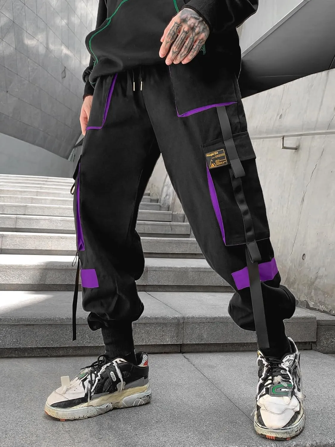 Men's Jogger Pants Techwear Hip Hop Harem Pants Streetwear Tactical Track Pants with Drawstring